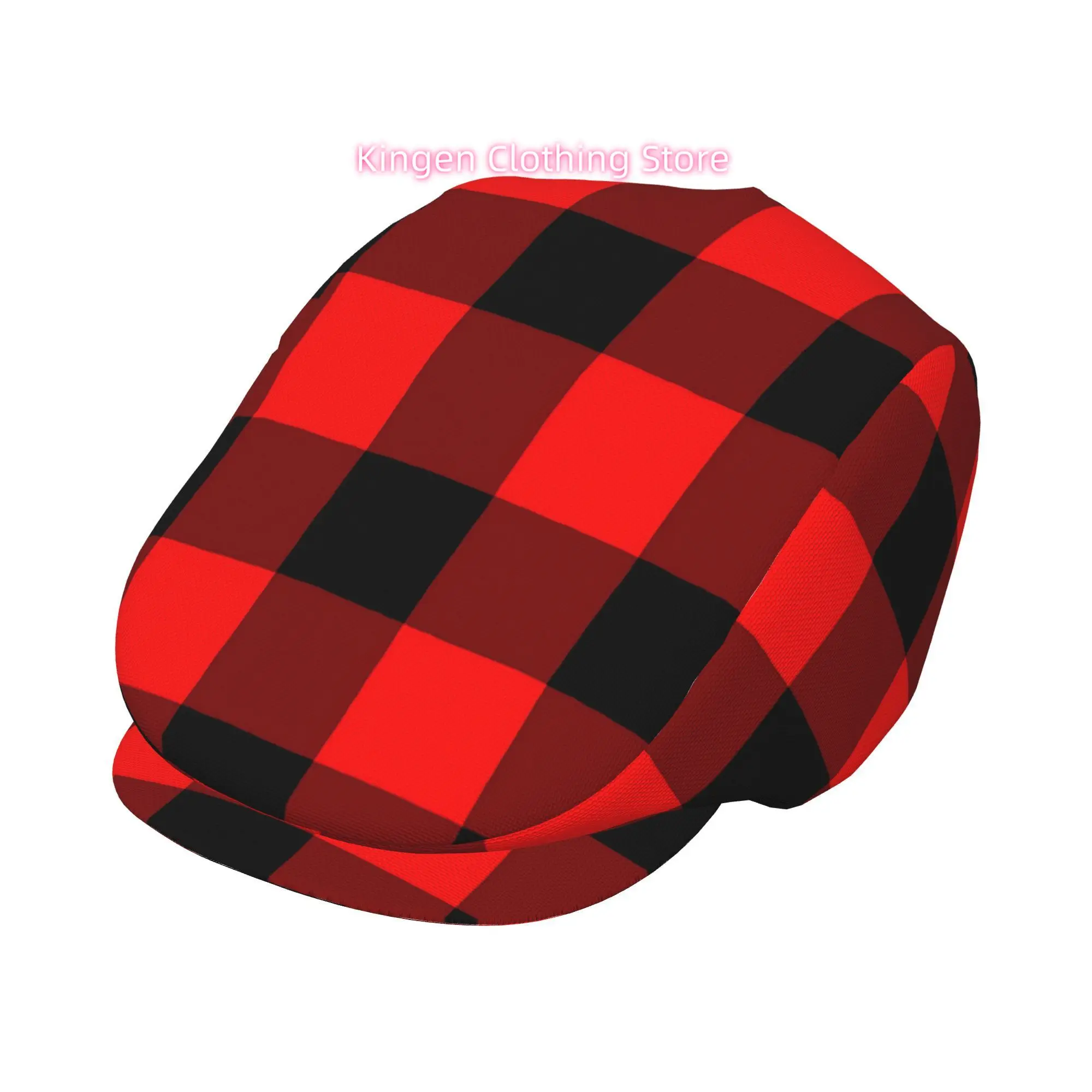 Adjustable Flat Caps for Men And Women Featuring a Red And Black Check Design, Including Newsboy, Beret, Ivy, Irish Cabbie, Fish
