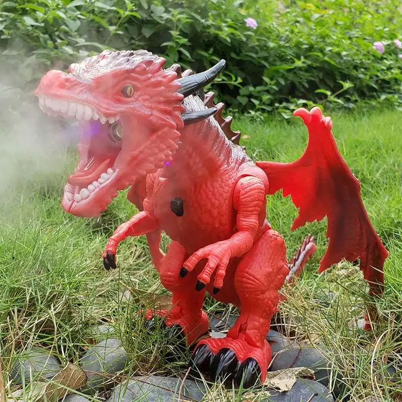 2.4G Remote Control Dinosaur Kids RC Electric Walking Spray Dinosaur Simulation Velociraptor Toy With LED Light Music Gifts