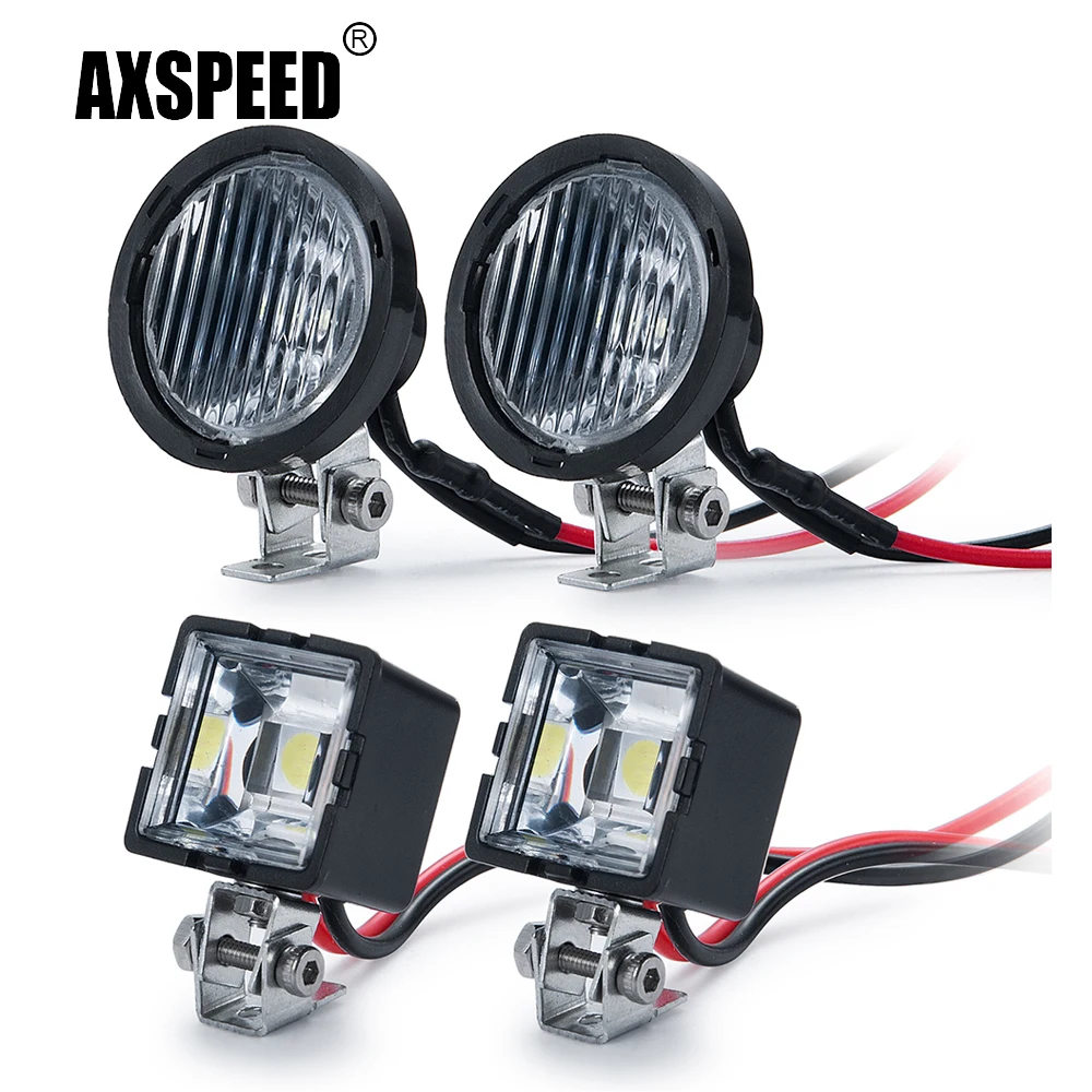 AXSPEED 1 par de luces LED para coche teledirigido, foco para TRX4 TRX6 Axial SCX10 Wraith 1/10, piezas de coche trepador de control remoto