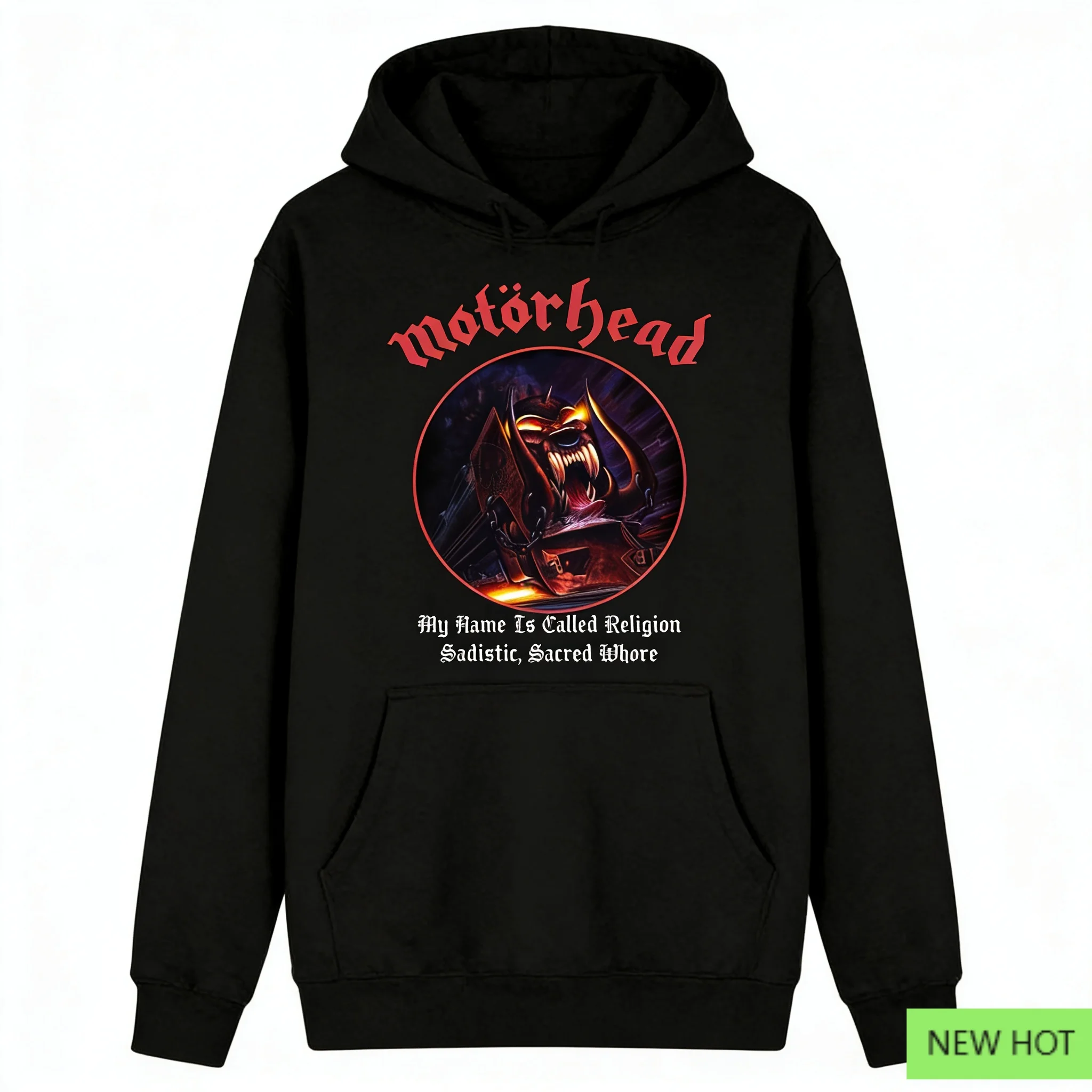 Bluza z nadrukiem tekstów Motorhead Orgasmatron z 2025 roku, bluza w stylu speed metal, idealna dla fanów, którzy kochają piosenki zespołu i styl hard rock.