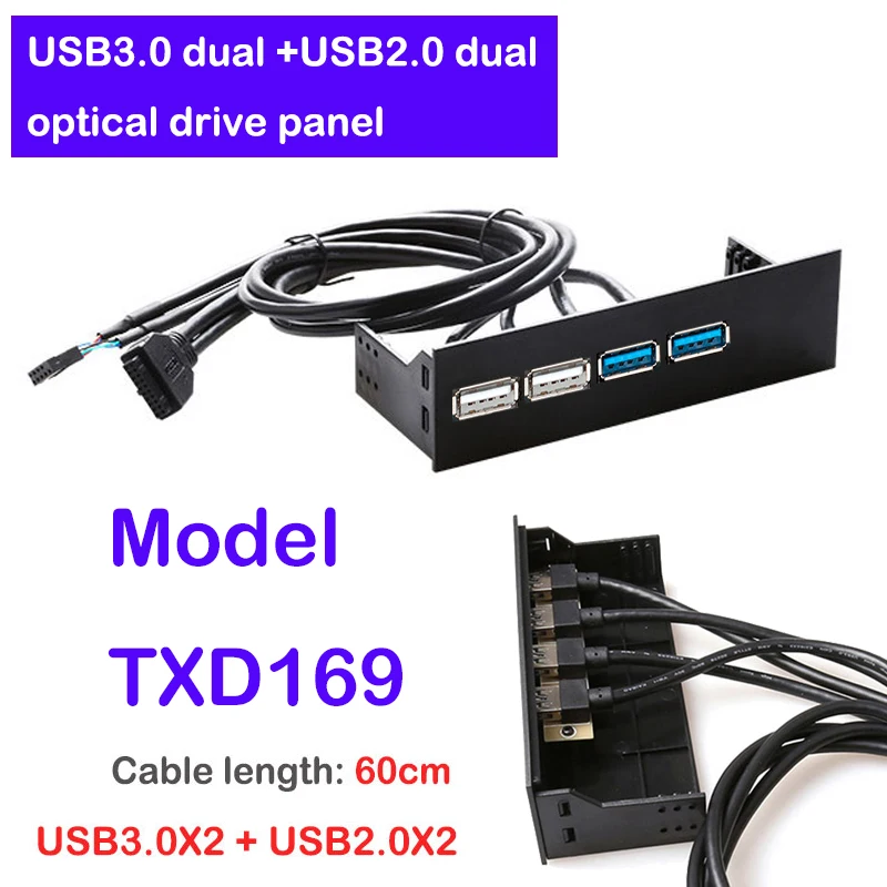 Mặt Trước USB Loại C USB 3.0 Auido Mic Cắm 20 Pin Cáp Máy Tính 5.25in Ổ Đĩa Quang bảng Điều Khiển Không Điện Siêu Tốc Độ