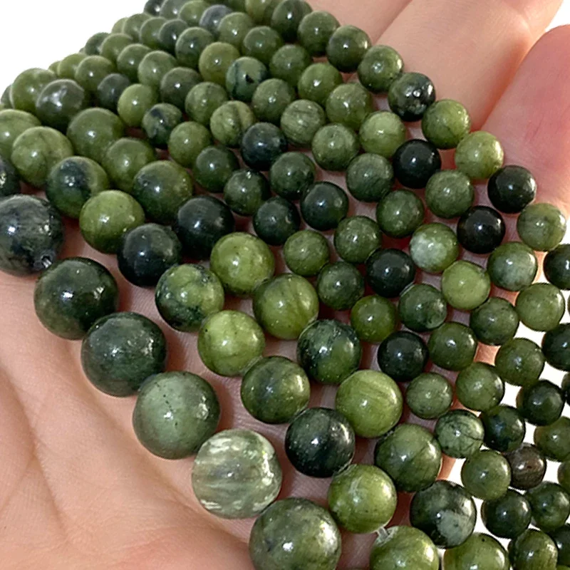 AAA Natural Green Southern Jade Stone Beads Loose Round Gemstone For Jewelry Making DIY Bracelet Earrings Accessories 4-12MM