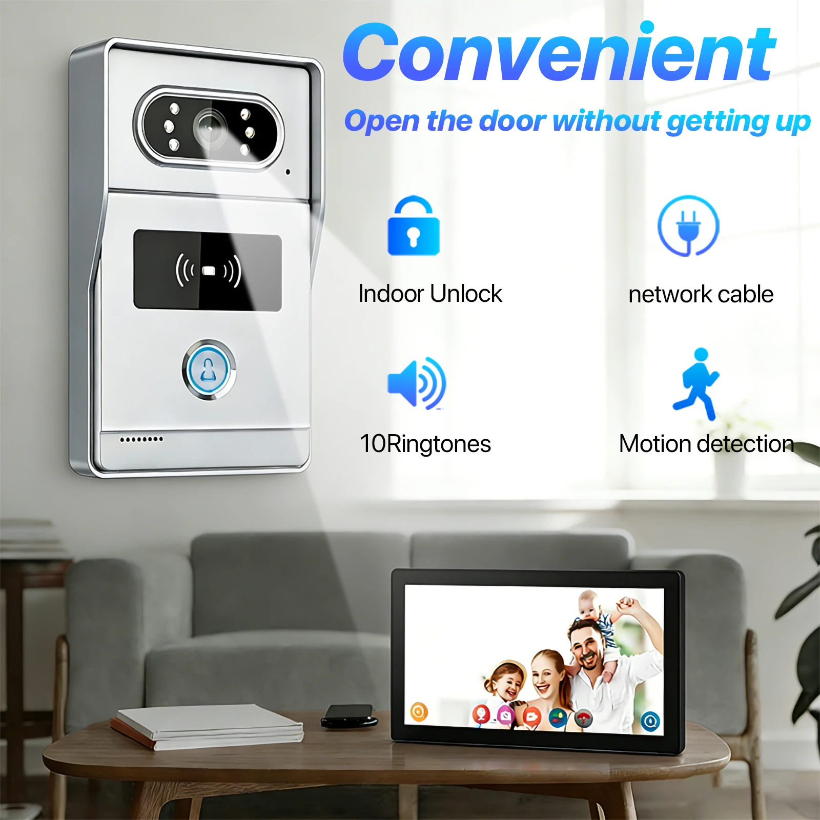 Tuya Smart Video Intercom 10.1' 2MP HD Camera Doorbell Home Villa Apartment Access Control System with IC Card Swiping Function