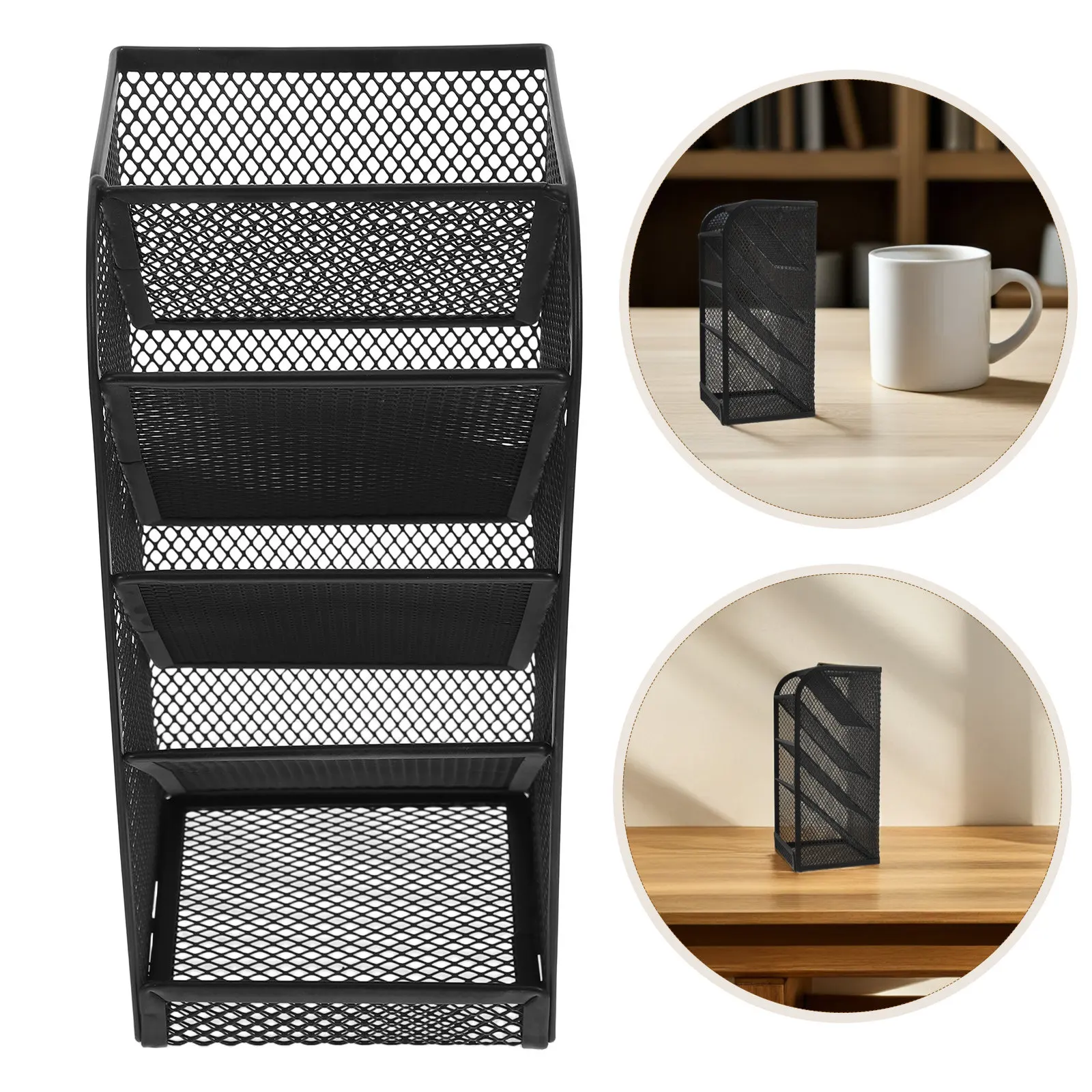 Mesh Pen Pencil Holder Metal Desk Organizer Desktop Storage Stand Makeup Brush Compartment Pen Pencil Storage Office Supplies