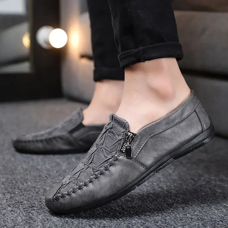 Male Casual Shoe Flat Round Toe Men\'s Leather Shoes Loafers Shipping Free High Quality Fashion Adults Classic Original Elegant