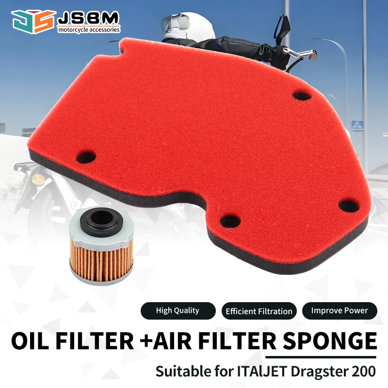 

JSBM Motorcycle Accessories Dual Foam Air Filter Oil Filters For Italjet Dragster 200 Dragster200 Engine Intake Cleaner Element