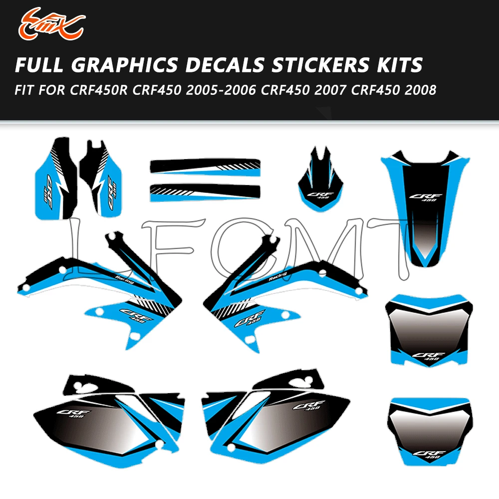 

Motorcycle Background Personalized Fairing Graphics Decals Sticker Kit Fit for Honda CRF 450R CRF450R CRF450 2005 2006 2007 2008
