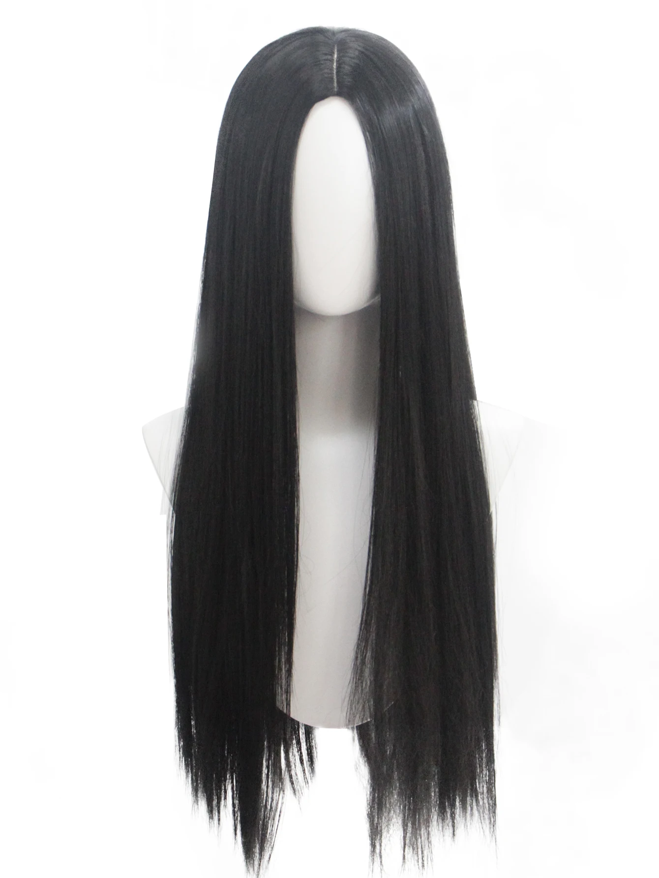 the Addams Family Movie Character Black Long Straight Synthetic Wig for Halloween Cosplay Wig Fit for Movie Show image 2
