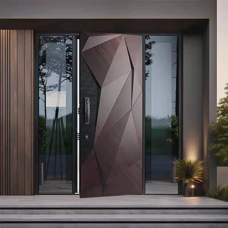 Porte d'ingresso Sixinalu Sicurezza Profilo in alluminio Interno in lega Ingresso Porta a battente anteriore Stile cancello Pannello push pull Personalizza