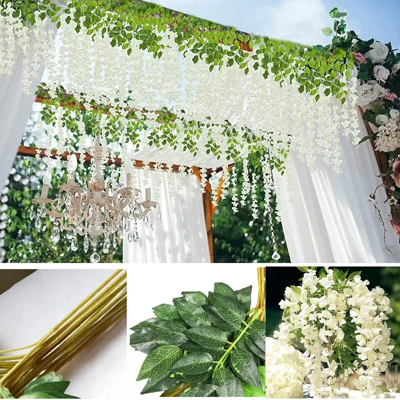 36 pcs Wisteria Artificial Flowers Wholesale For Home Wedding Decoration Hanging Artificial Flowers Wisteria Garland Ivy Vine