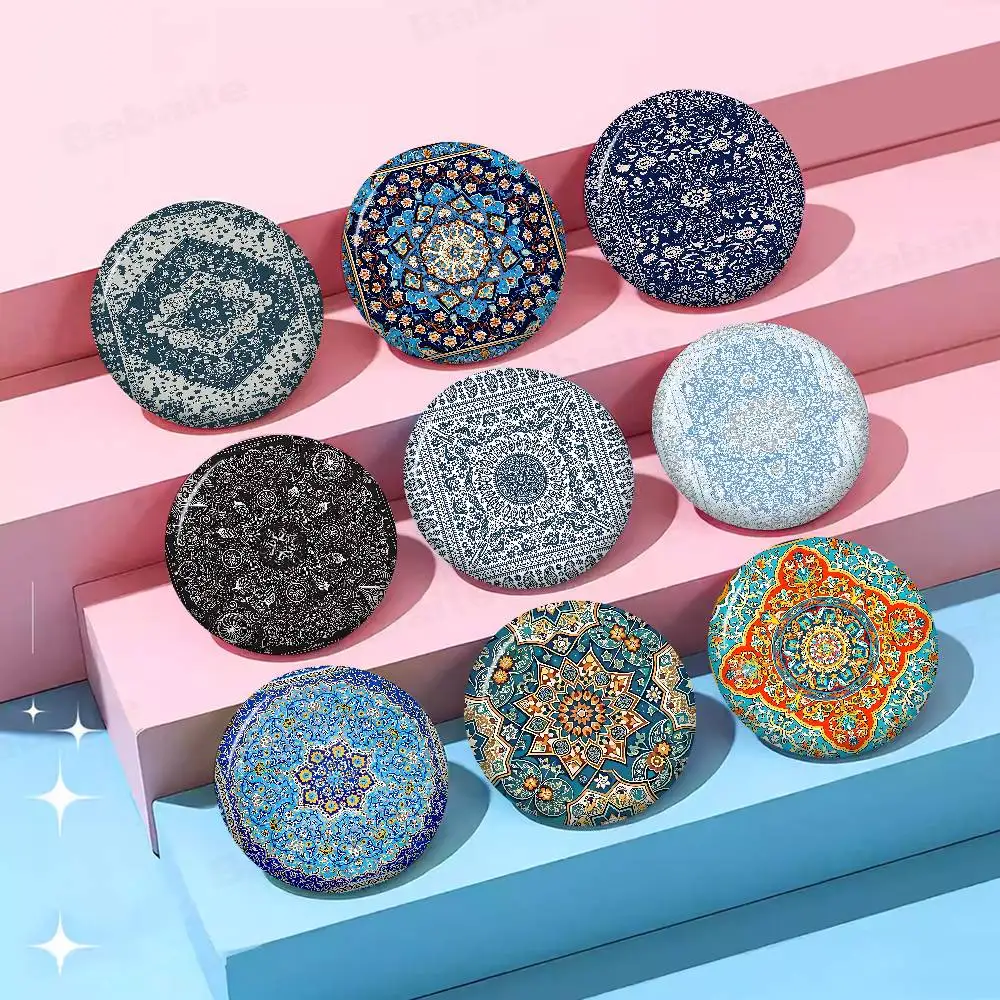 Persian Rug Pattern Anime Button Pin Handmade Brooch for Clothes Cartoon Badge Backpack Decoration Jewelry Accessories