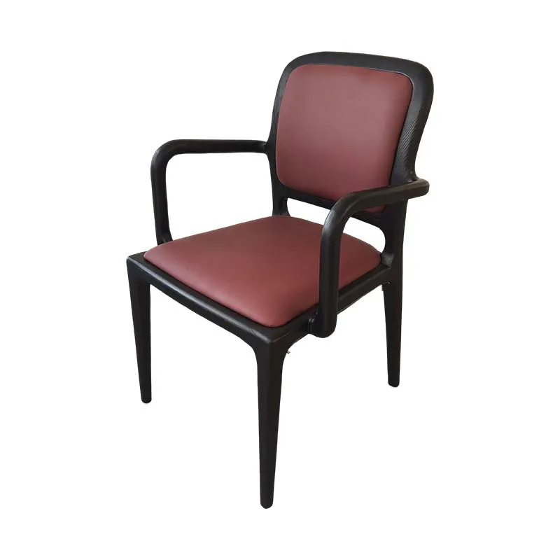 

Medieval style household solid wood dining chair light luxury simple retro design leather Internet celebrity hotel living room