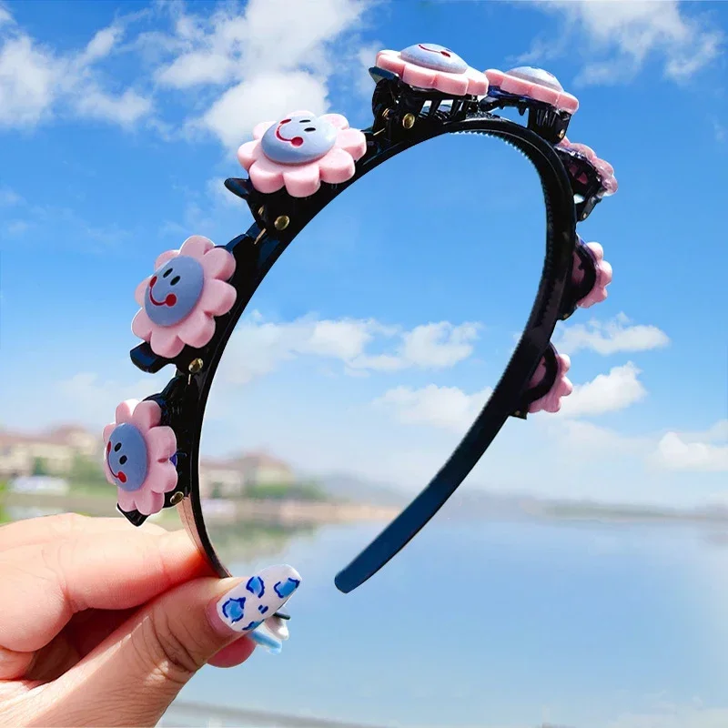 New Cute Flower Bangs Fixed Braided Hair Band Clip Girls Sweet Flowers Accessories Hair Bands Fashion Hair Accessories