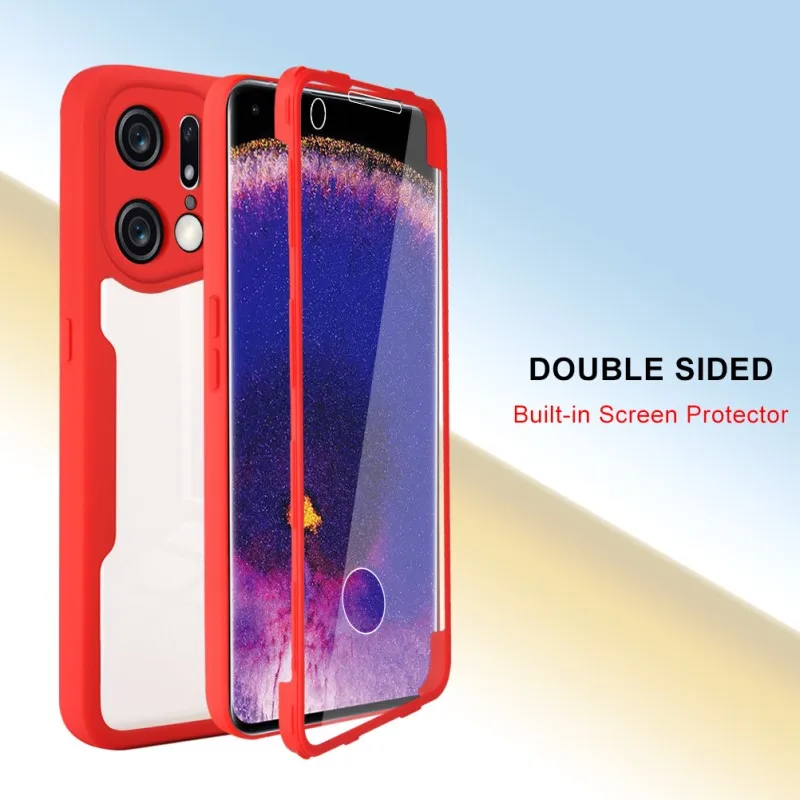 Double Sided Transparent Full Protection Case For OPPO Find X5 Pro Reno 5 Lite A94 A72 A74 A54 A53 A16 A36 A76 Shockproof Cover