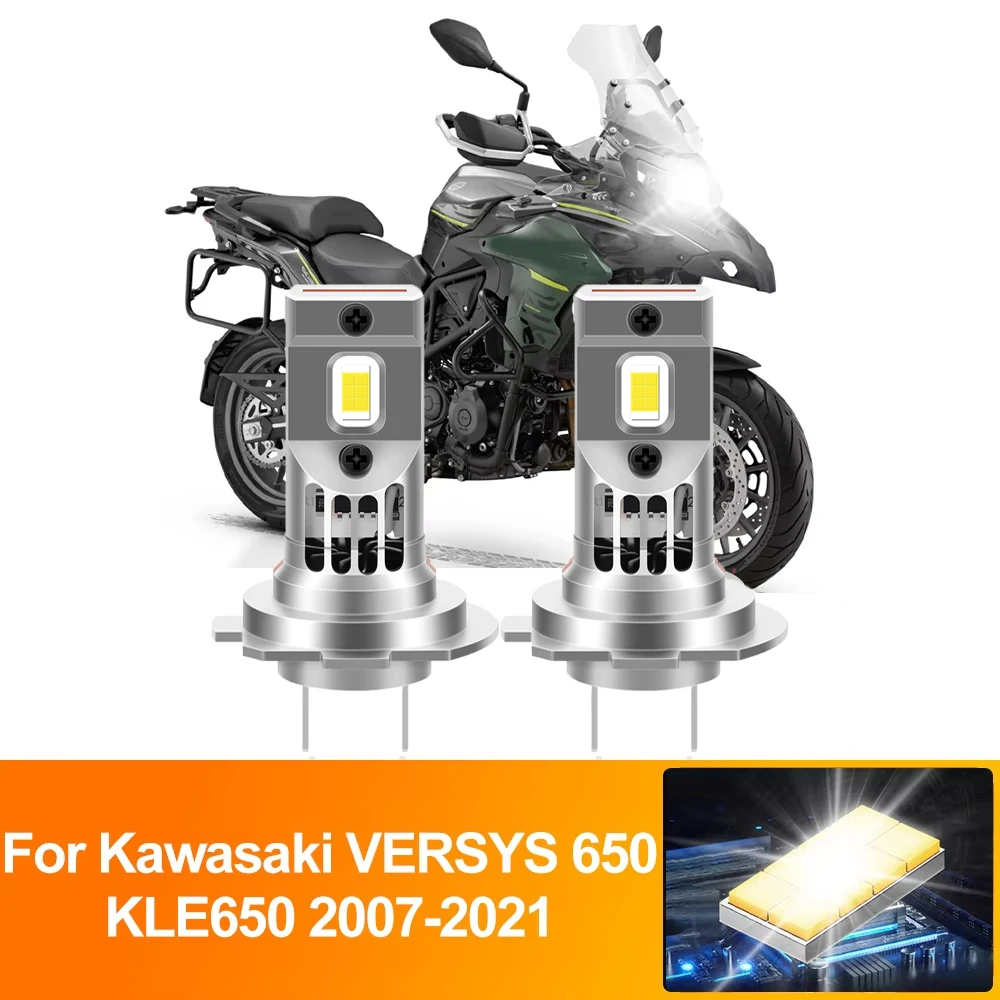 

2/1Pcs H7 Fanless LED CSP Headlight Bulb 20000LM Motorcycle Lamp 6000K For Kawasaki VERSYS 650 KLE650 2007-2018 2019 2020 2021