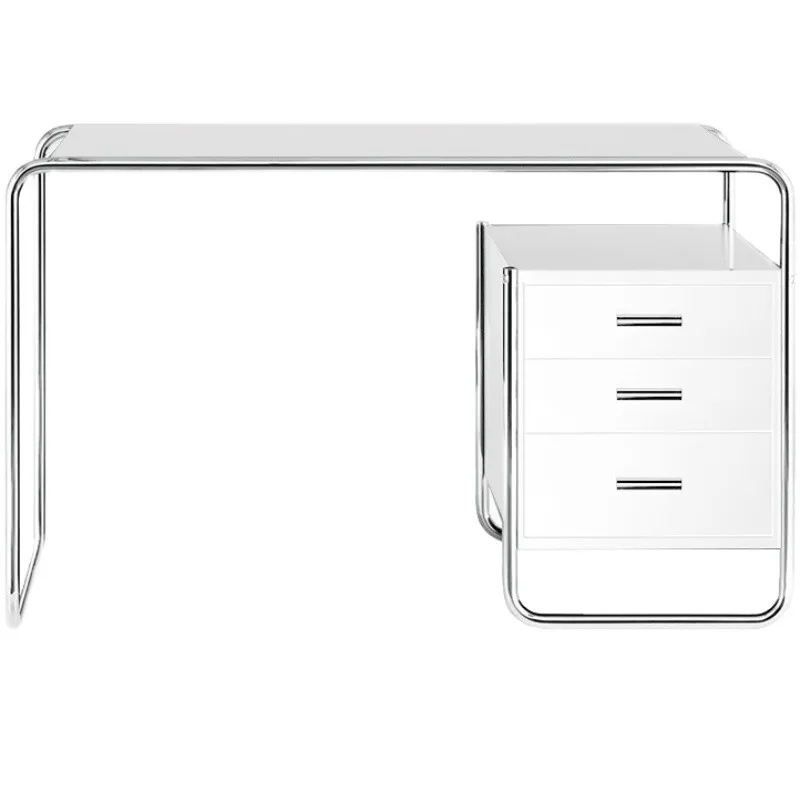 

Medieval Bauhaus style desk, desk with drawers, single writing desk, simple and stylish stainless steel computer desk