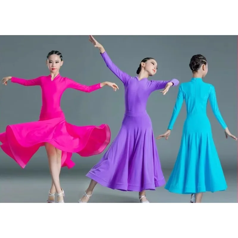 

Детская одежда для вальса и бальных танцев, детские костюмы для танго-чача, современные танцевальные костюмы, юбки для девочек, платья для латинских танцев