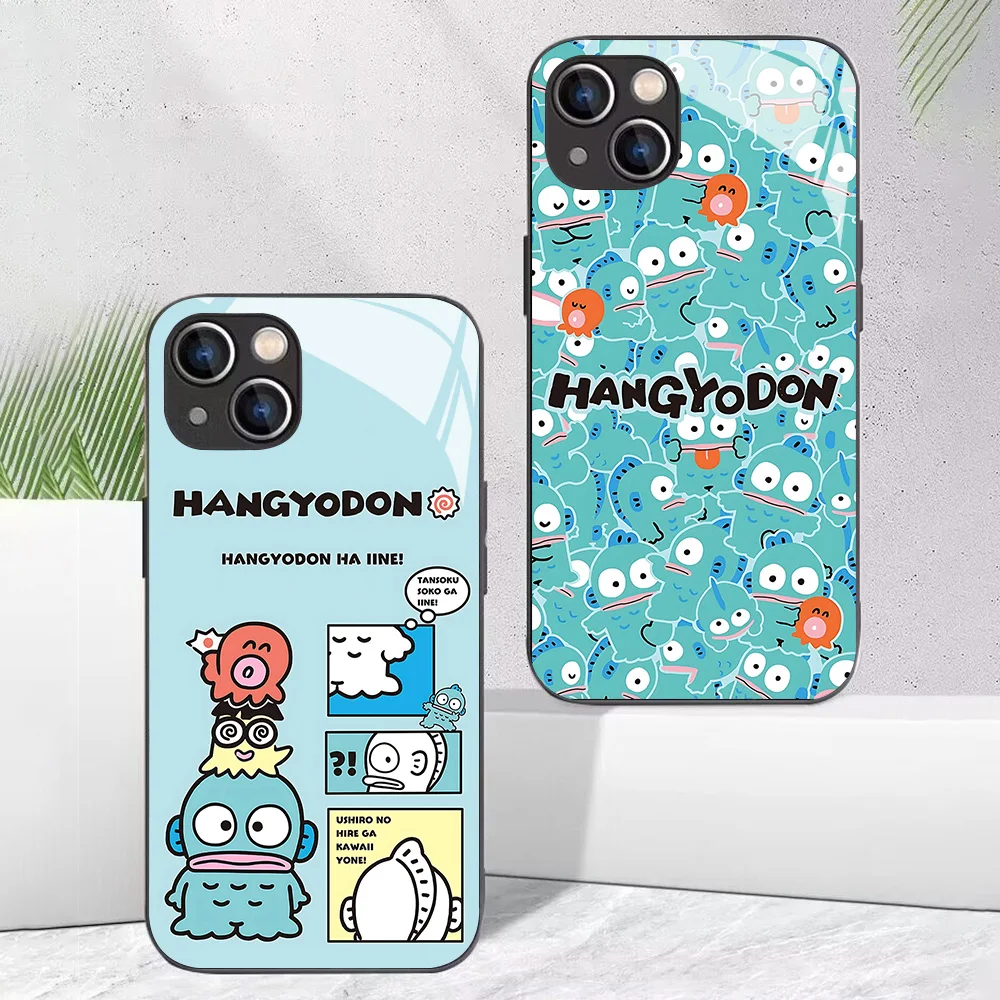 Cute  Hangyodon Kawaii Phone Case for OPPO A31 A37 A38 A55 A57 A58 A60 A72 A74 A76 A78 A94 A98 5G Glass Soft Frame Back Cover