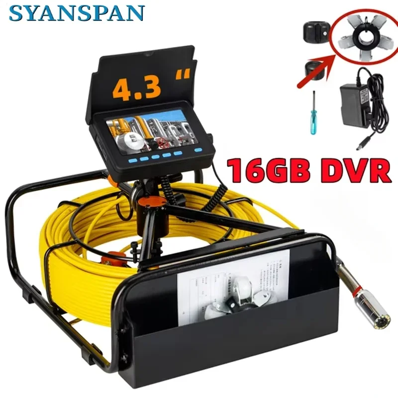 Sewer Pipe Inspection Camera DVR 16GB Video Recording,SYANSPAN Drain Industrial Endoscope Waterproof  8500MHA Battery 20/30/50M