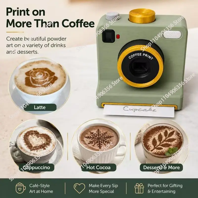 Creative 3D printing latte art camera, one-click coffee printer chocolate foam machine