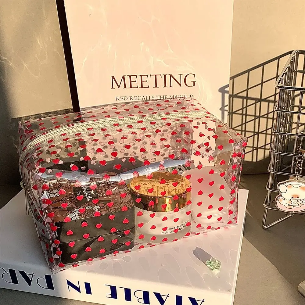 High Quality Cartoon Printed Storage Bag Transparent Large Capacity Makeup Bag Multifunctional Cosmetics Bag School Office