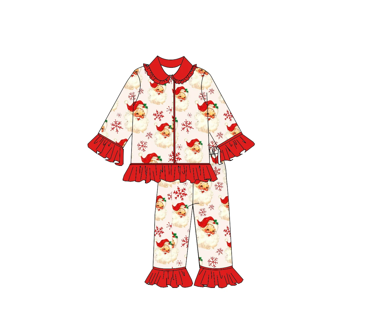 Wholesale Mommy and Me Pyjamas Clothing Boutique Adult Pajamas Outfits Girls Santa Claus Pajamas Sets