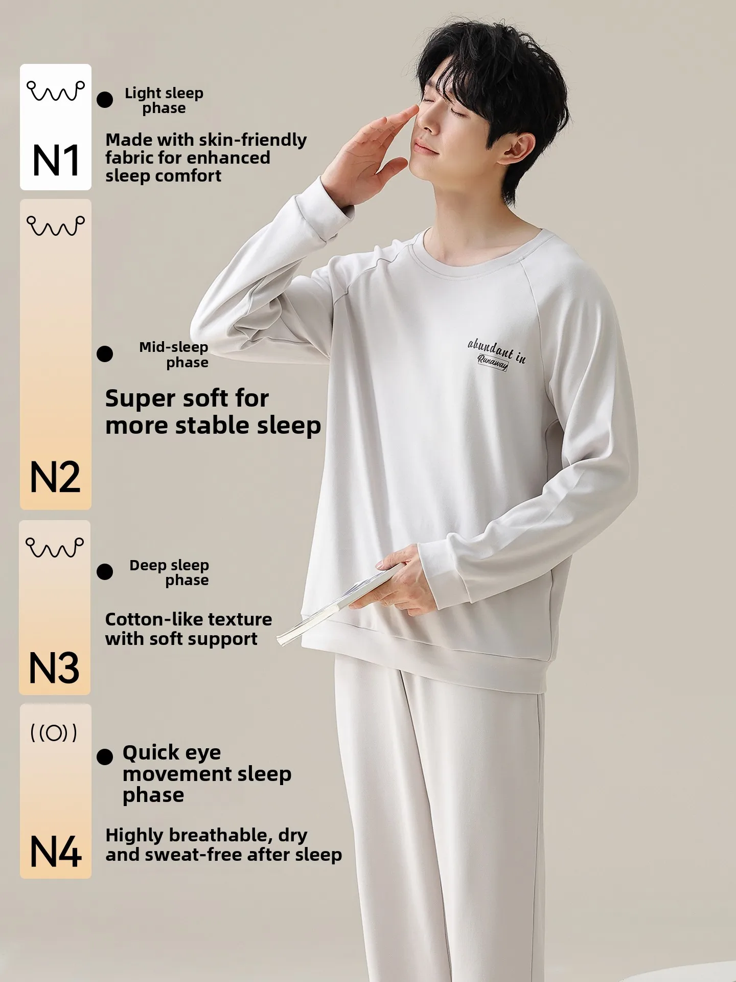Plandoo Men's Pure Cotton Sleepwear Long Sleeve Autumn Winter New Style Cuffed Long Pants Outdoor Wearable Home Clothes Set