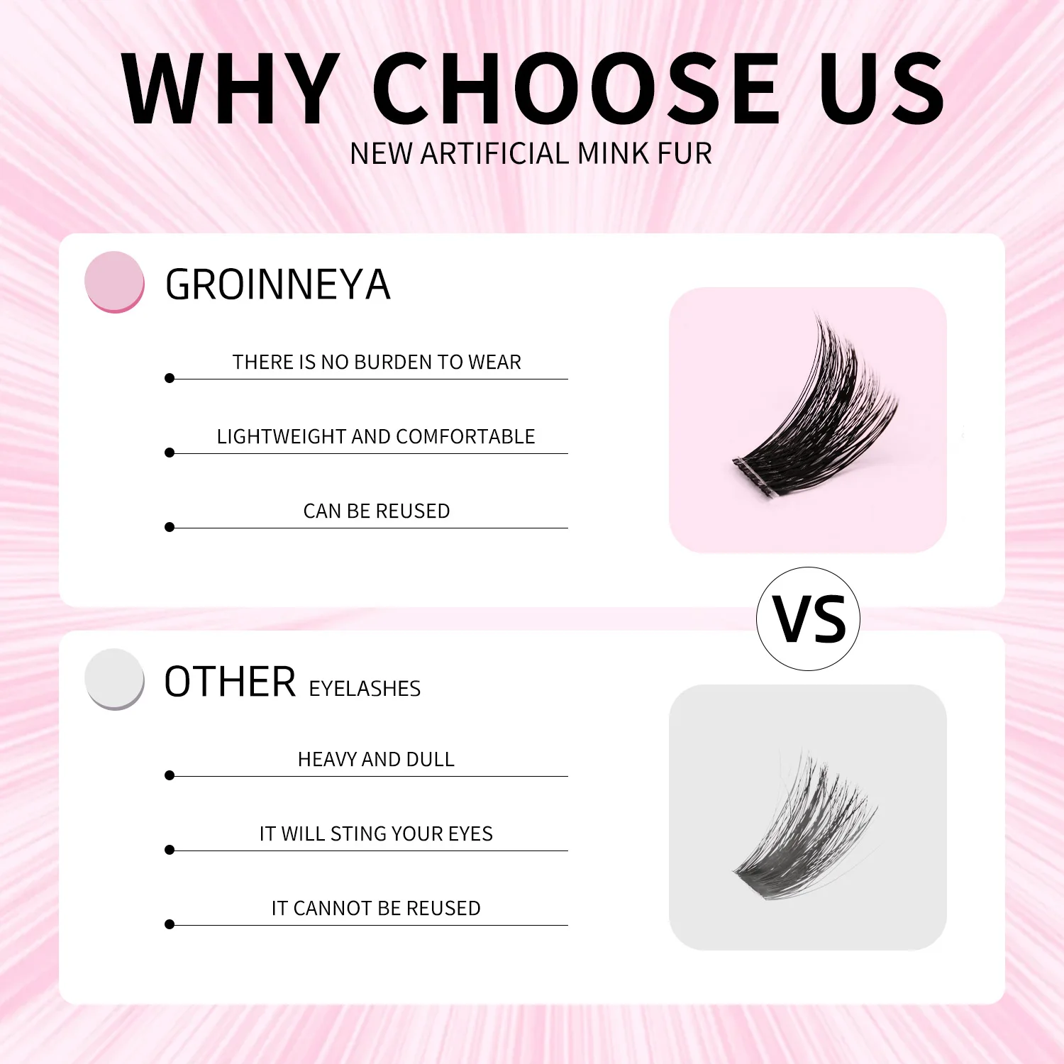 GROINNEYA Lash Clusters Lash Extension Kit Eyelash Extension Kit Mink False eyelashes Look Fluffy Eye Lashes Makeup