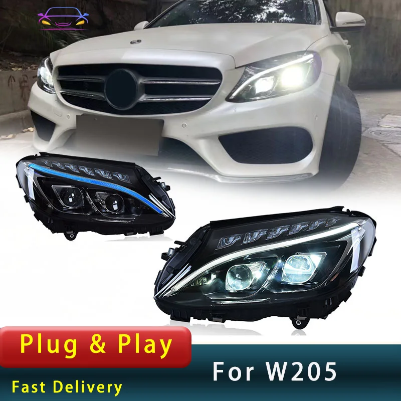 

Car Head Lamp For Mercedes Benz W205 C300 C250 C350 C400 C450 C63 C180 C200 C260 Upgraded US Version LED Headlight Assembly