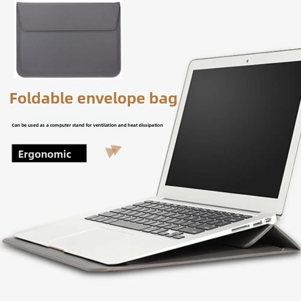 

Magnetic Closure 13inch Laptop Bags Leather Envelope Design Laptop Sleeve Pouch Lightweight Bracket Notebook Sleeve Office Use