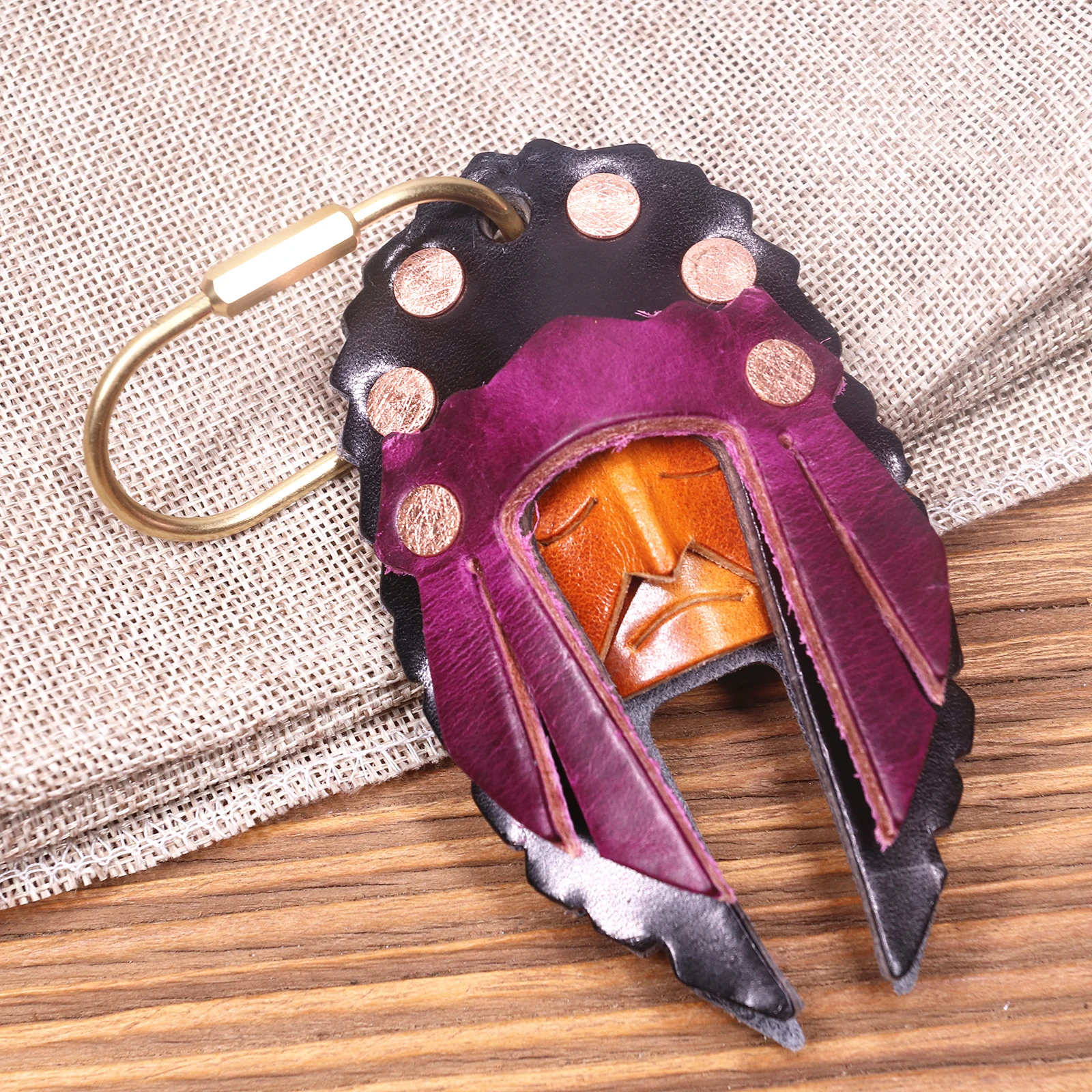 

100% Handmade Genuine Leather Indian Chief Bag Charm Hanging Pendant Keychain For Handbag Backpack Tote Bag Decoration Key Chain