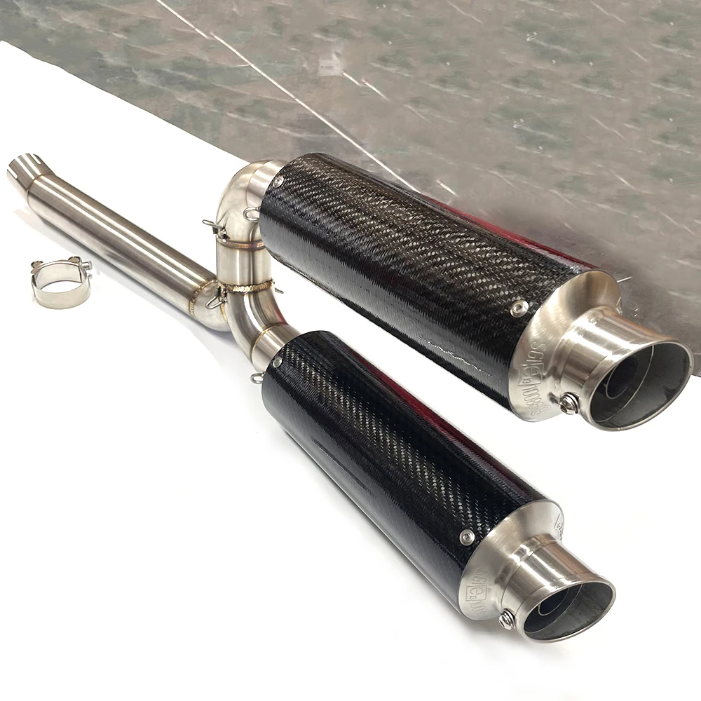 Motorcycle Full System Slip On For Yamaha FZ-6N FZ-6S FZ6 FZ6S FZ6N Carbon Fiber Exhaust Muffler Connecter Middle Pipe Hot Sale view 5