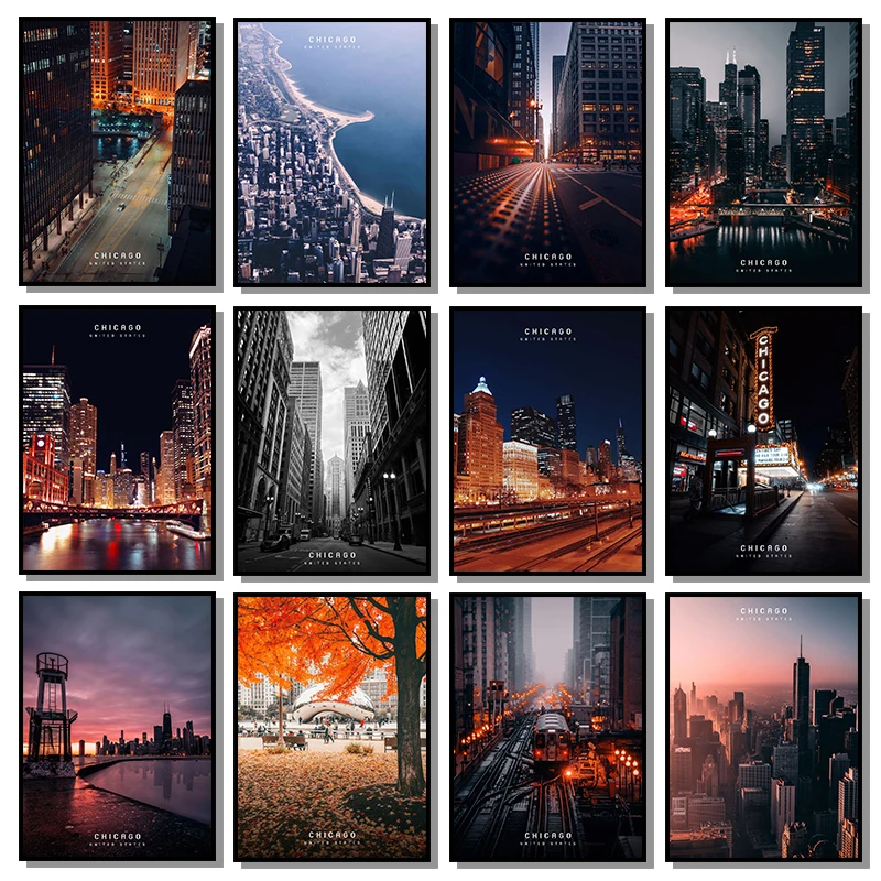 Home Decor Essentials - Stampe su Tela Moderne di Chicago,