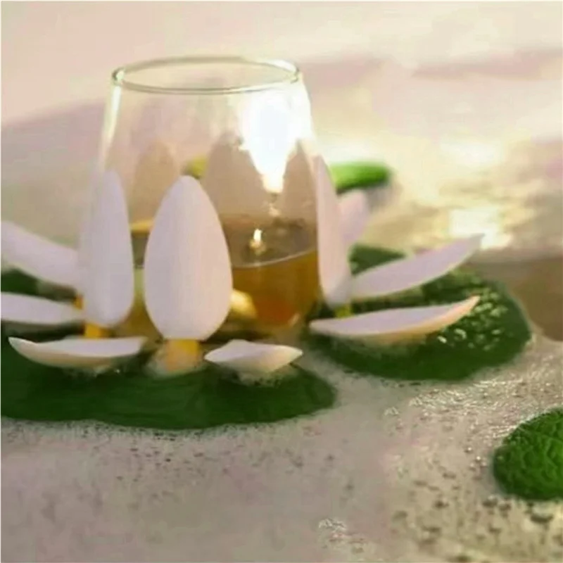 

AB13-2X Luxurious Floating Lotus Bath Glass Holder With Wine Bottle Holder Is Used For Elegant Bathroom Decoration.