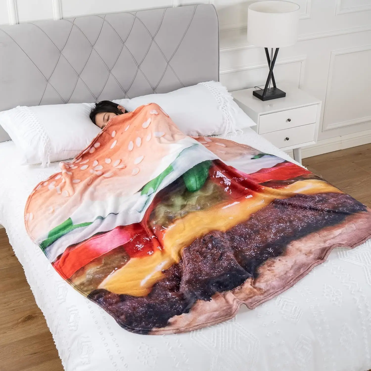 Customized blanket food burger blanket, fun food, cute flannel blanket holiday gift birthday gift