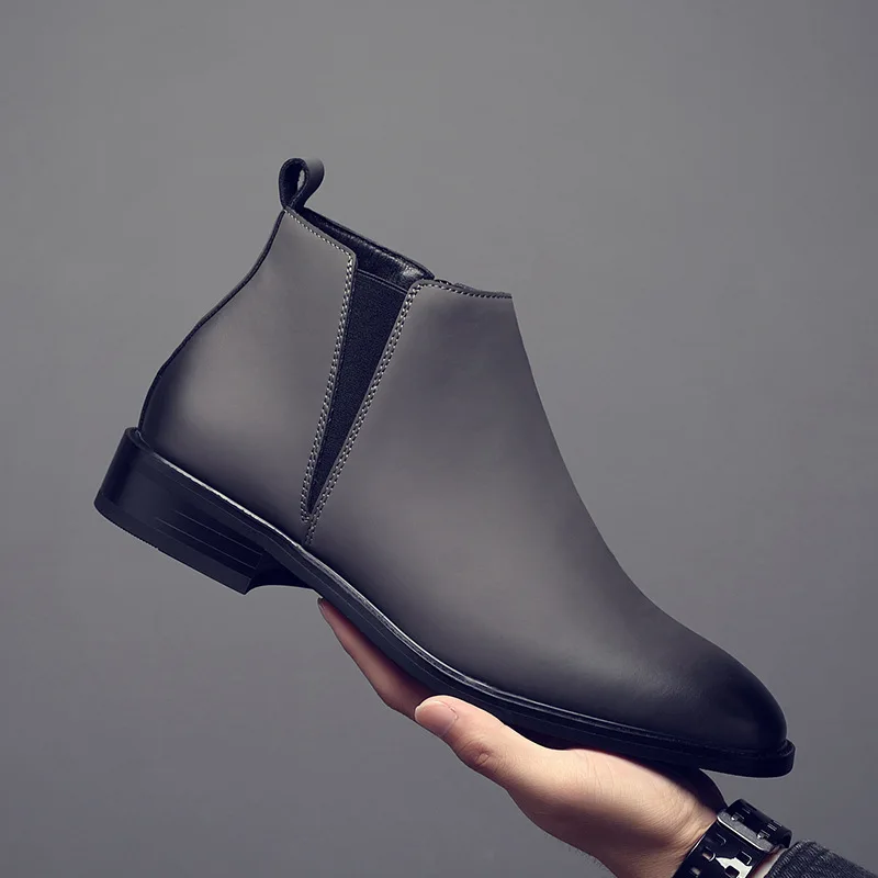 New Vintage British Men Ankle Boots Handmade High Quality Autumn Winter Leather Shoes Outdoor Tooling Boot Business Chelsea Boot