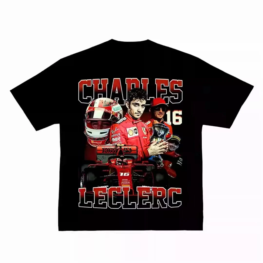New Unisex Charles Leclerc Driver Graphic T-Shirt Y2K Urban Streetwear Breathable Cotton Short Sleeve Oversized Round Neck