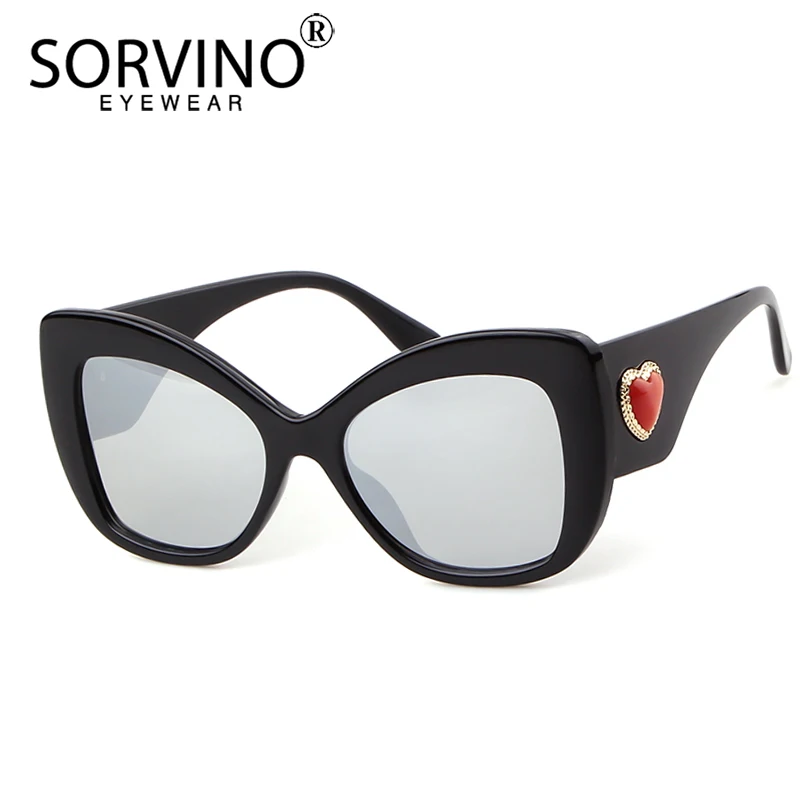 SORVINO-gafas de sol con forma de ojo de gato para mujer, anteojos de sol femeninos con espejo cuadrado, diseño de marca de lujo, Retro, flor, decoración de corazón