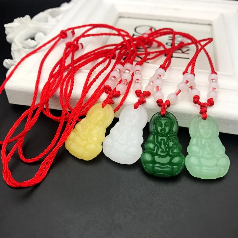Classic Natural Chinese Buddha Pendant Jade Necklace Fashion Charm Jewelry Carved Blessing Lucky Amulet Gifts For Women Men