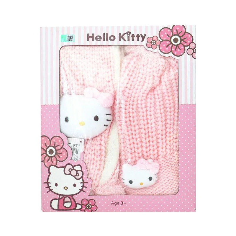 Hello Kitty Nuovo simpatico cartone animato lavorato a maglia fazzoletto da collo regalo di Natale per bambini ragazze fresco dolce cappello sciarpa - regalo perfetto per tutte le età