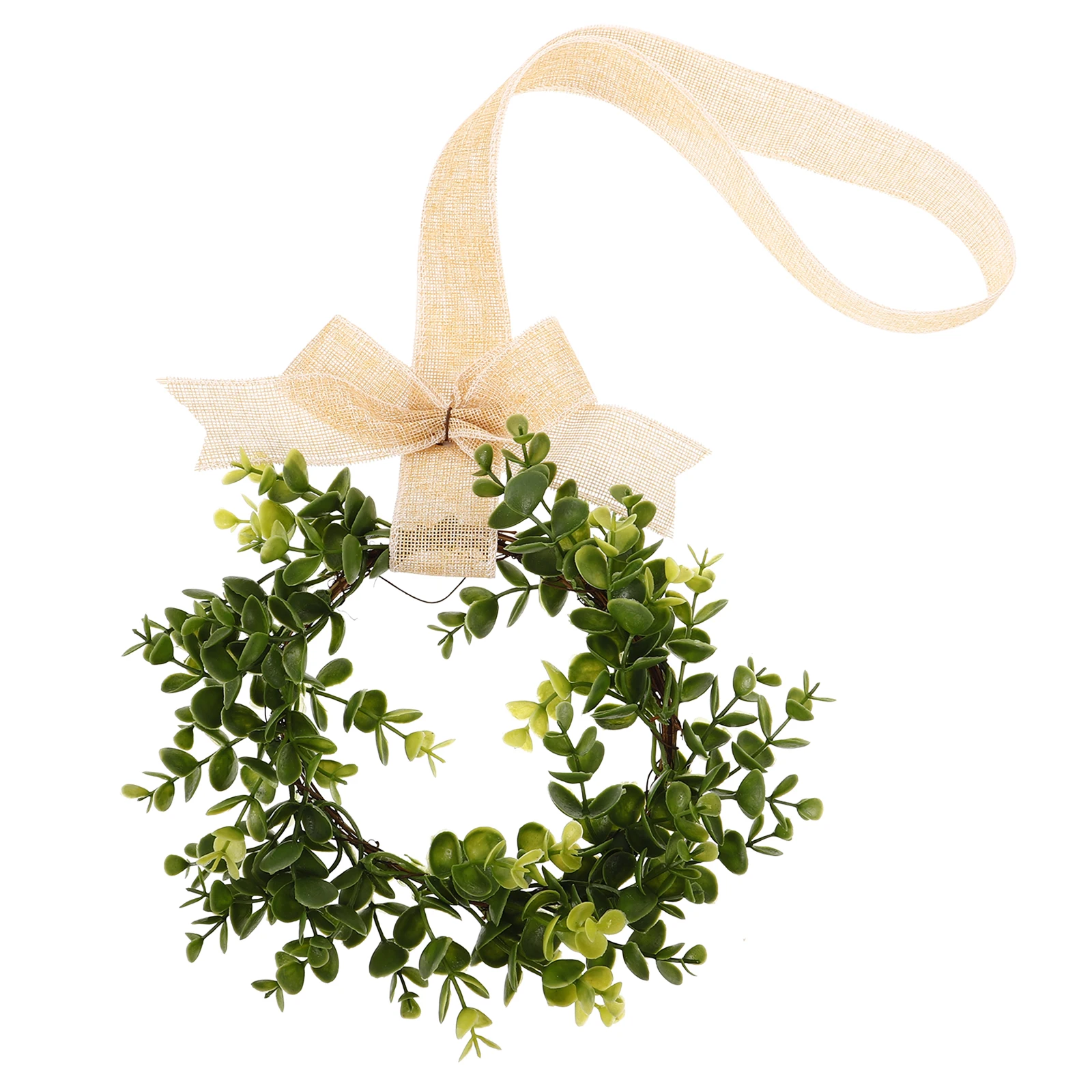 

Mini Faux Kitchen Cabinet Wreath with Ribbon Bow Decorative Greenery for Doors Windows Chairs Walls Christmas Eucalyptus Wreath