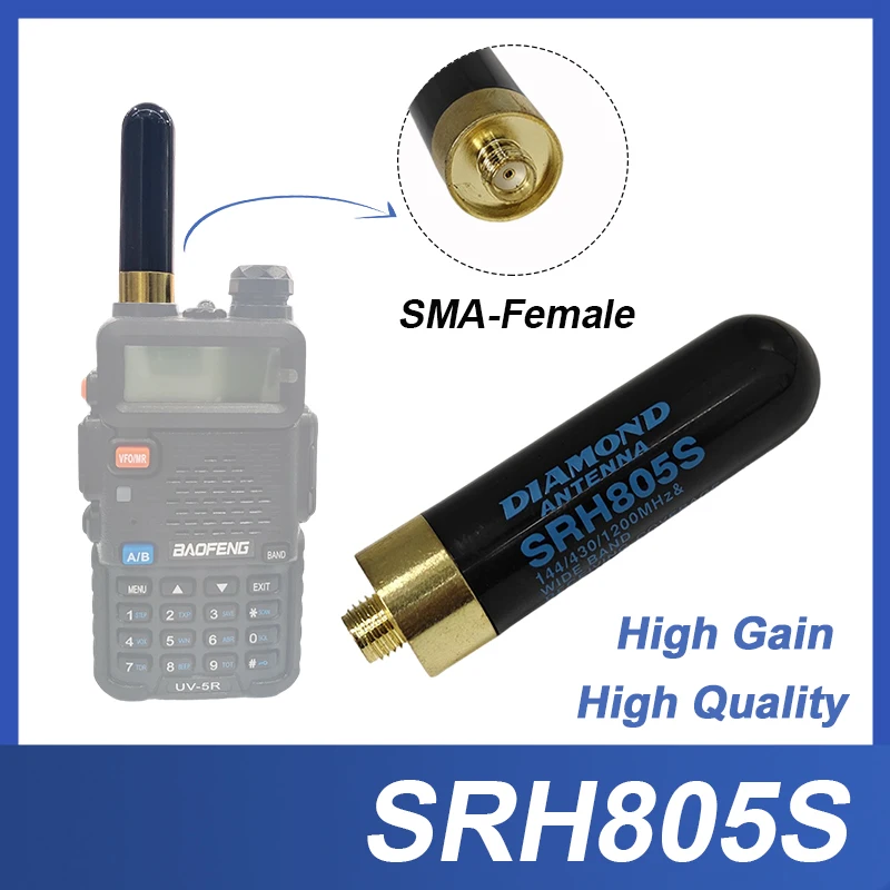 DIAMOND SRH805S SMA-F femelle à gain élevé touristes bande antenne pour Baofeng UV-5R BF-888S 5RH Radio bidirectionnelle Walperforated Talkie accessoires