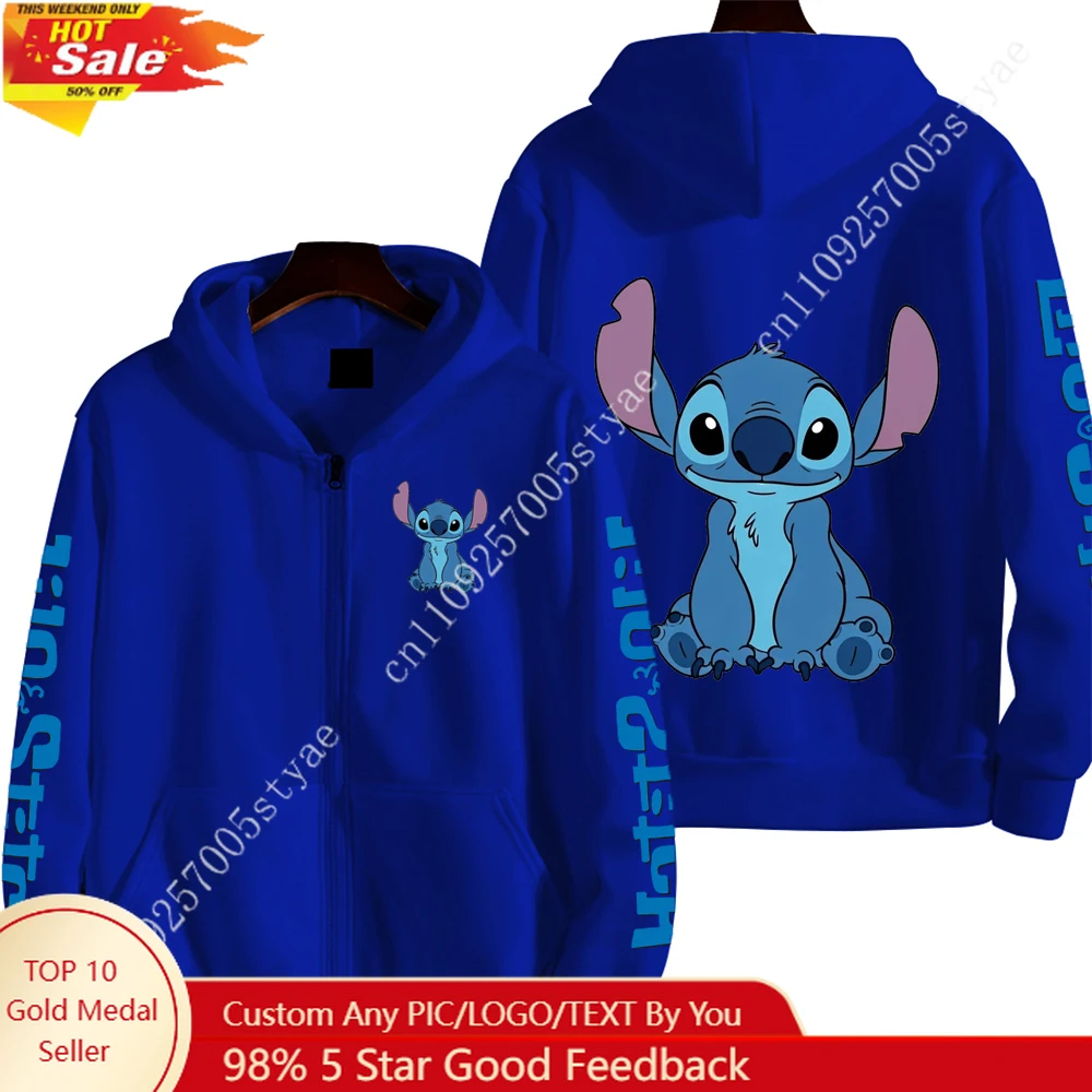 

Lilo & Stitch Cartoon Anime Women Zip Up Hoodie Spring Autumn Men Sweatshirt 2026 New Fashion Couple Jackets Coats