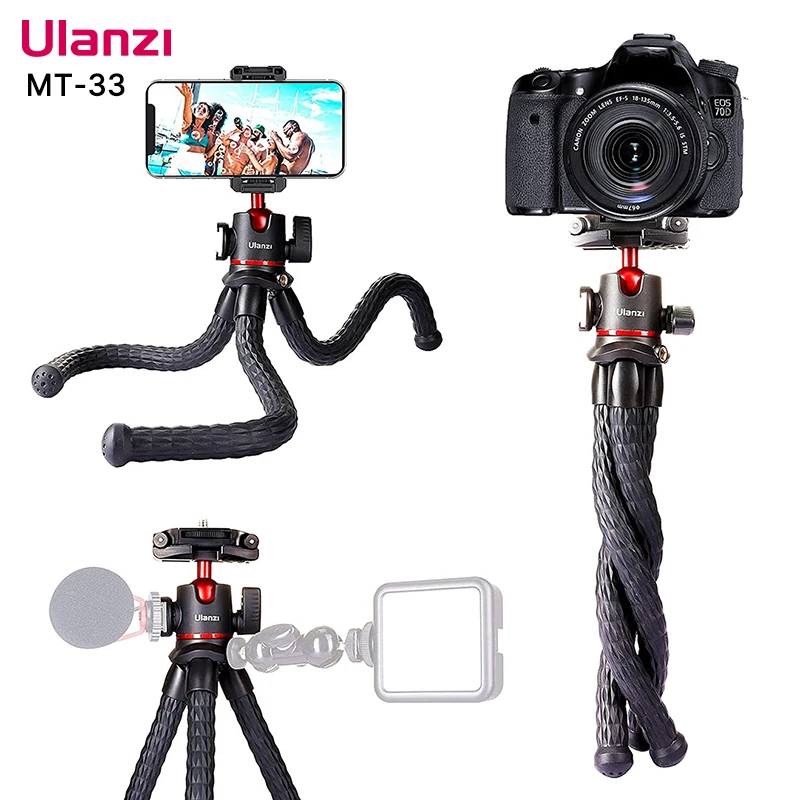 Ulanzi MT-33 Flexible Octopus Tripod for Phone Camera DSLR 2in1 Design Tripod With Phone Holder Side Cold Shoe 1/4\'\' Screw