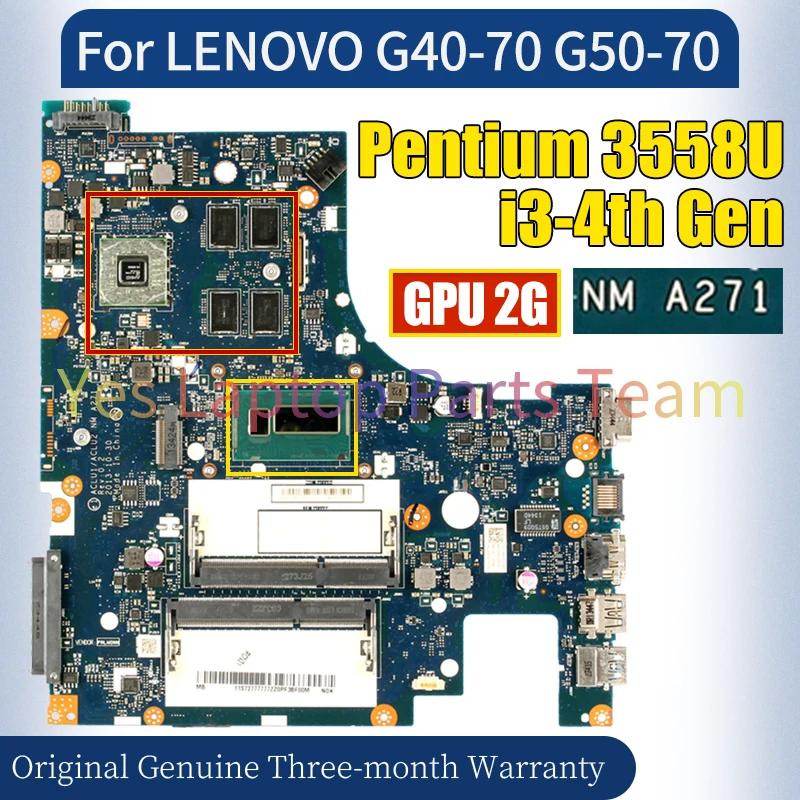 Lenovo用ノートブックマザーボード,NM-A271, G40-70, G50-70,pentium 3558u,I3-4th gen,gpu,2g,5b20g36652zz,100% テスト済み,メインボード