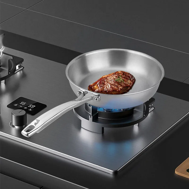 27.5cm Pure Titanium Composite Flat-bottom Frying Pan Offers With Glass Lid,Non-stick Wok For Home,Camping And Picnics,Cookware