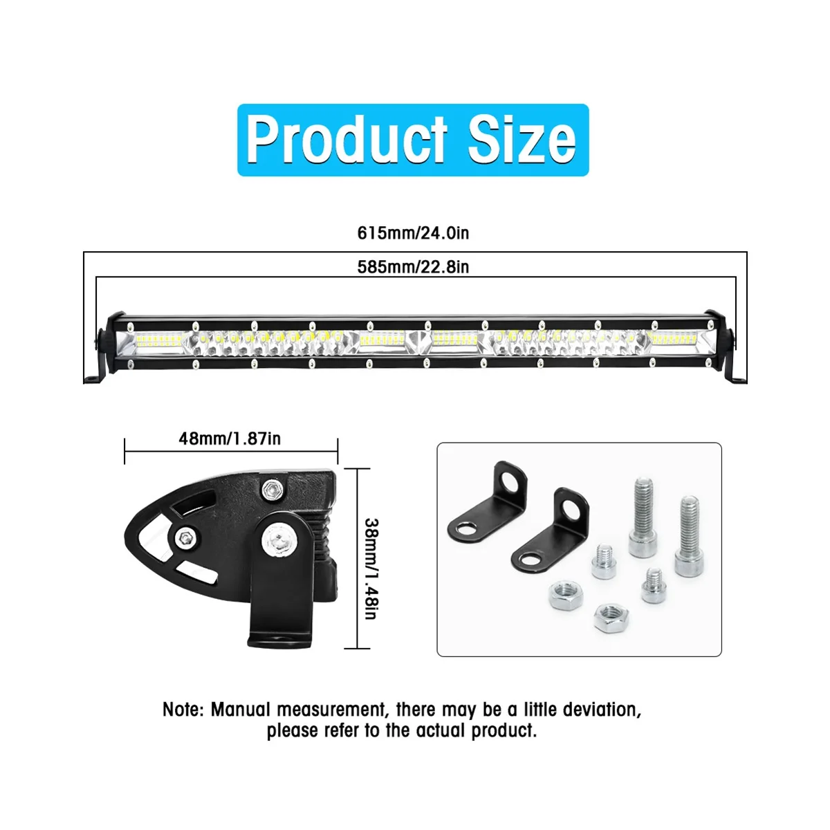 LED Light Bar Spot Flood Combo Beam Slim Single Row LED Driving Lamp Off Road Lights LED Work Light - 20