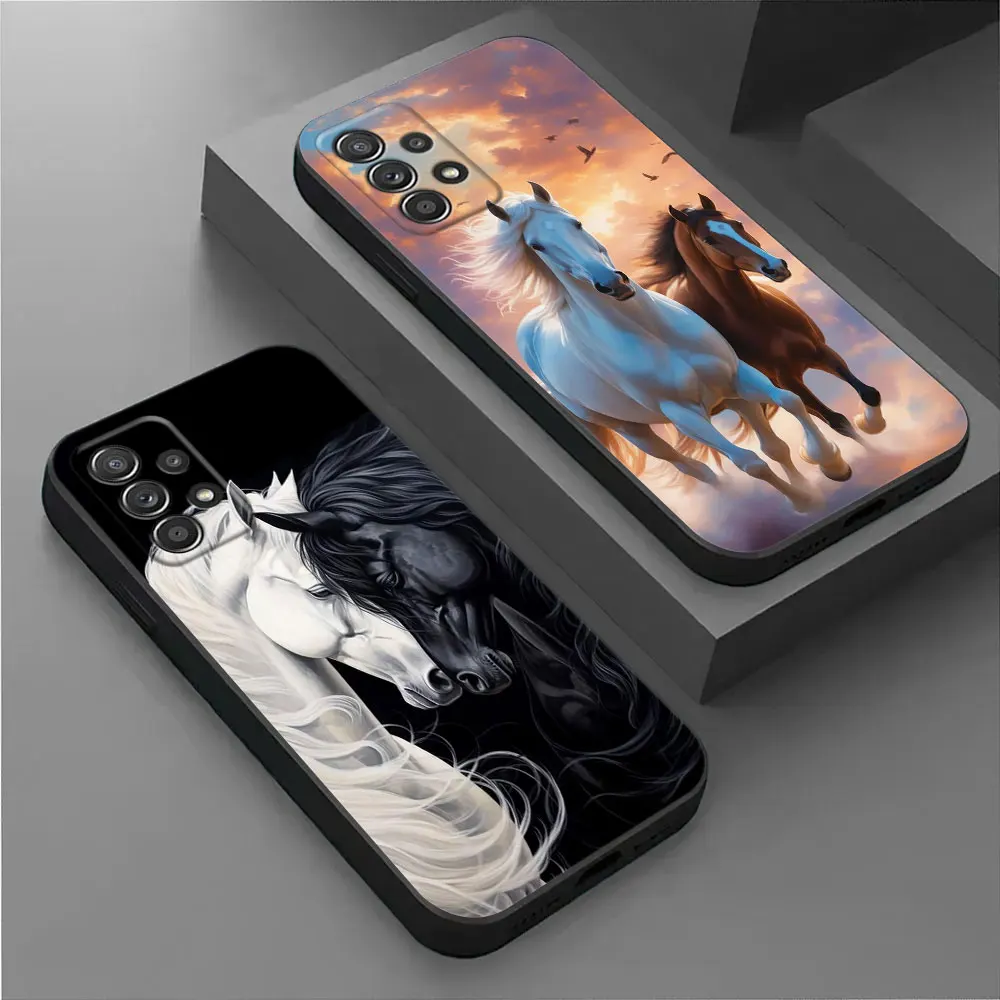 

Black White Horses Girl Galloping For Samsung Galaxy A56 Case A54 A52 A53 A36 A34 A35 A33 A32 A50 A72 A73 A26 A25 A16 Case Cover
