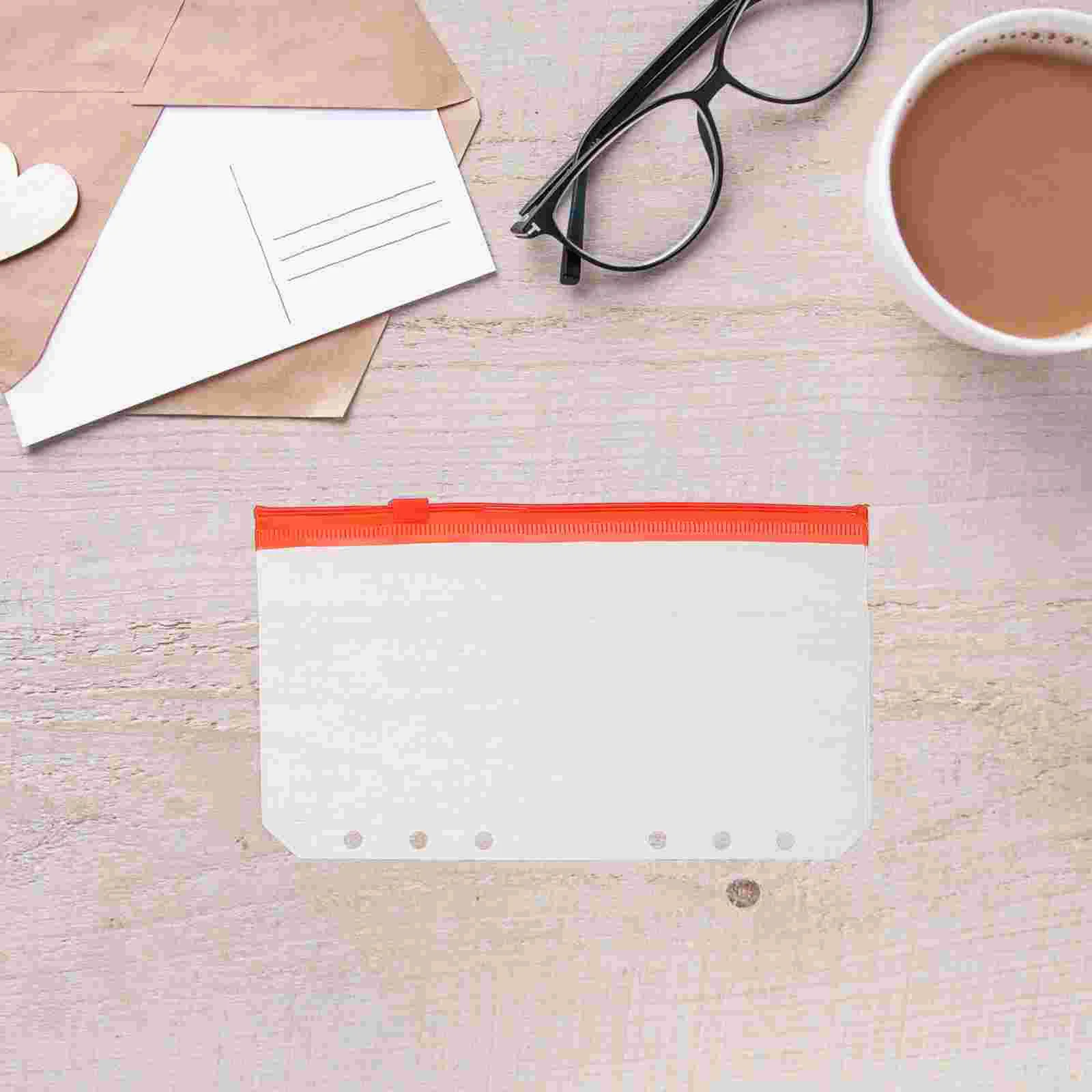 12 Pcs Transparent Bag Notebook Storage Document Pvc Zip Loose Leaf Sleeve Notepad Colorful Binder Pouch Pocket Decorative