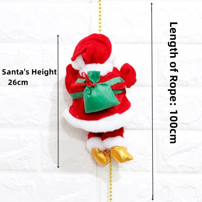 Electric Santa Claus Climbing Rope Ladder with Music Santa Musical Toys for Christmas Tree Home Decor Gifts for Boys and Girls